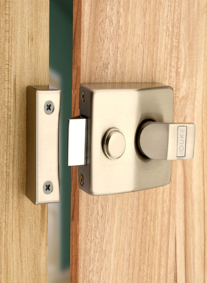 دوق قفل باب Duke Night Latch، بلمسة نهائية من النيكل المصقول، مقاوم للعوامل الجوية، مع مفاتيح وأدوات تركيب | قفل ليلي | عرض الباب 25-45 مم | NL-ss - Image 1